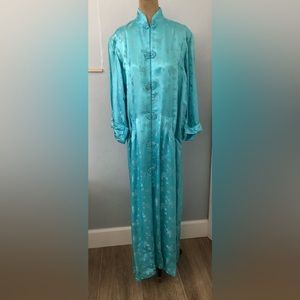 Vintage Double Peach Light Baby Blue - 100% Silk Chinese Gown Robe - Movie Prop